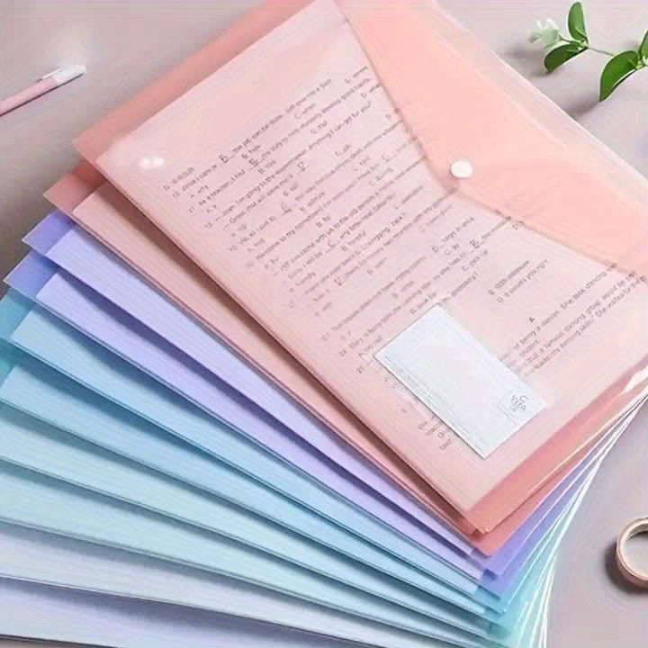 10pcs\u002F20pcs\u002F5pcs A4  File Folder with Buckle Closure, Transparent Thickened Document Storage Bag, Suitable for Students And Office Use, Office File Folder Fashion Document Storage