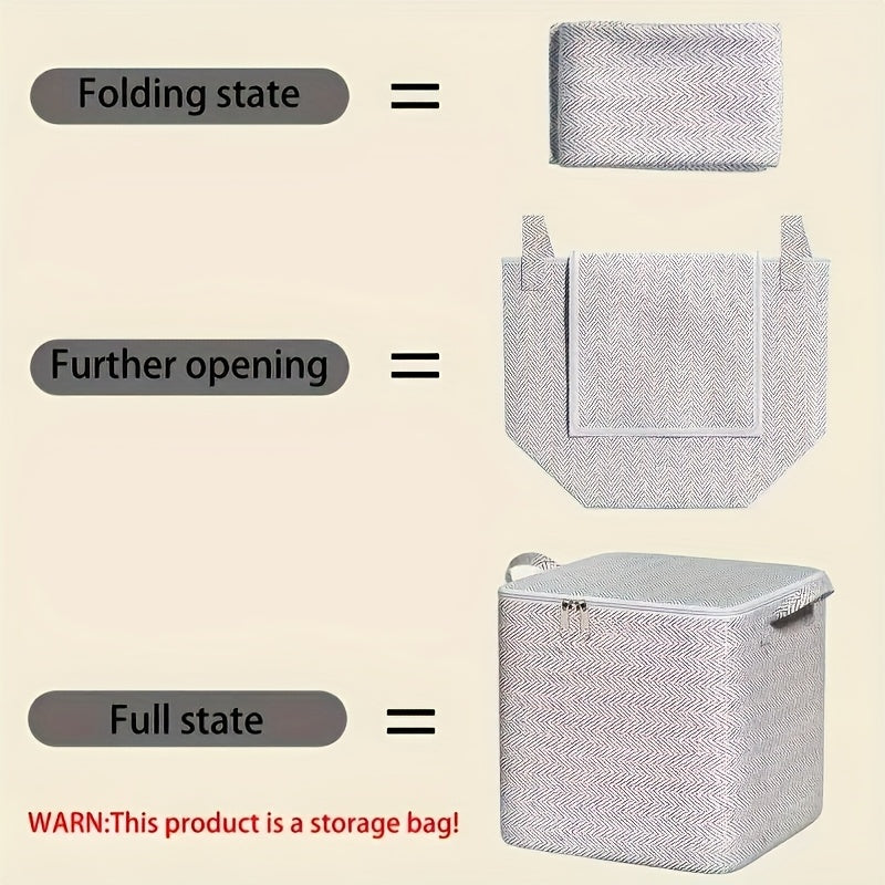 Large Non-Woven Fabric Storage Organizer Bag with Secure Zipper Closure - Heavy-Duty Durable Multi-Purpose Under-Bed Storage for Clothes, Blankets, Seasonal Bedding | Space-Saving Rectangular Design, Dustproof & Moisture-Resistant, Fits Under Bed