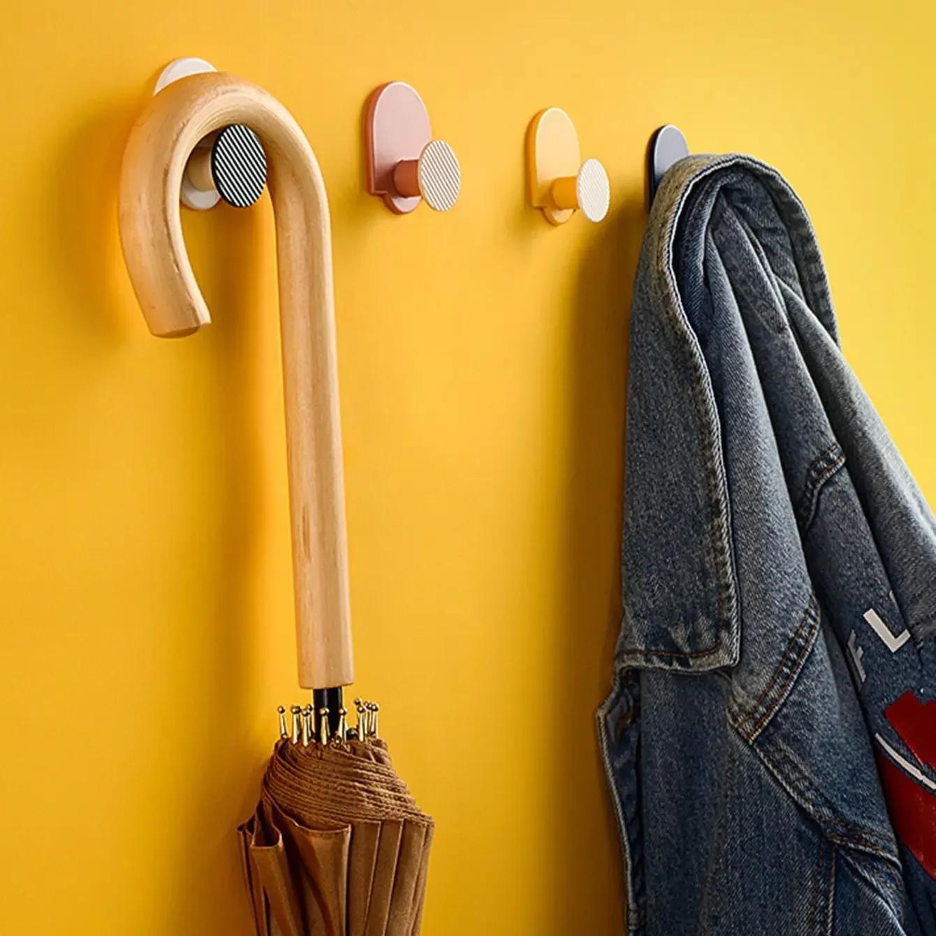 4pcs - Premium Adhesive Wall Hooks-Easy Install Space-Saving Towel\u002F Coat Hooks for Hanging Hats in Bathroom Kitchen or Bedroom