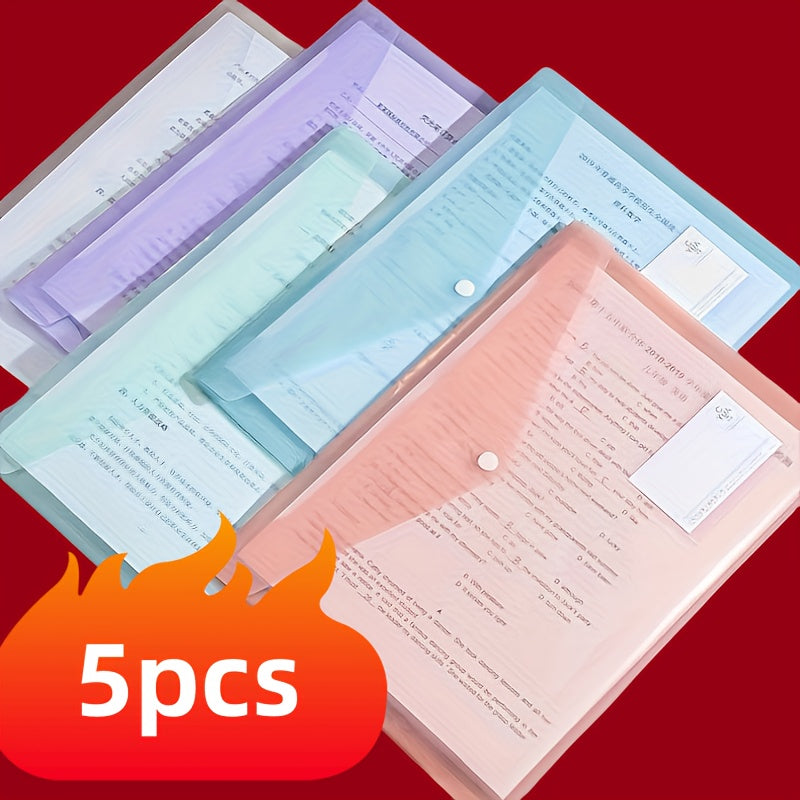 10pcs\u002F20pcs\u002F5pcs A4  File Folder with Buckle Closure, Transparent Thickened Document Storage Bag, Suitable for Students And Office Use, Office File Folder Fashion Document Storage