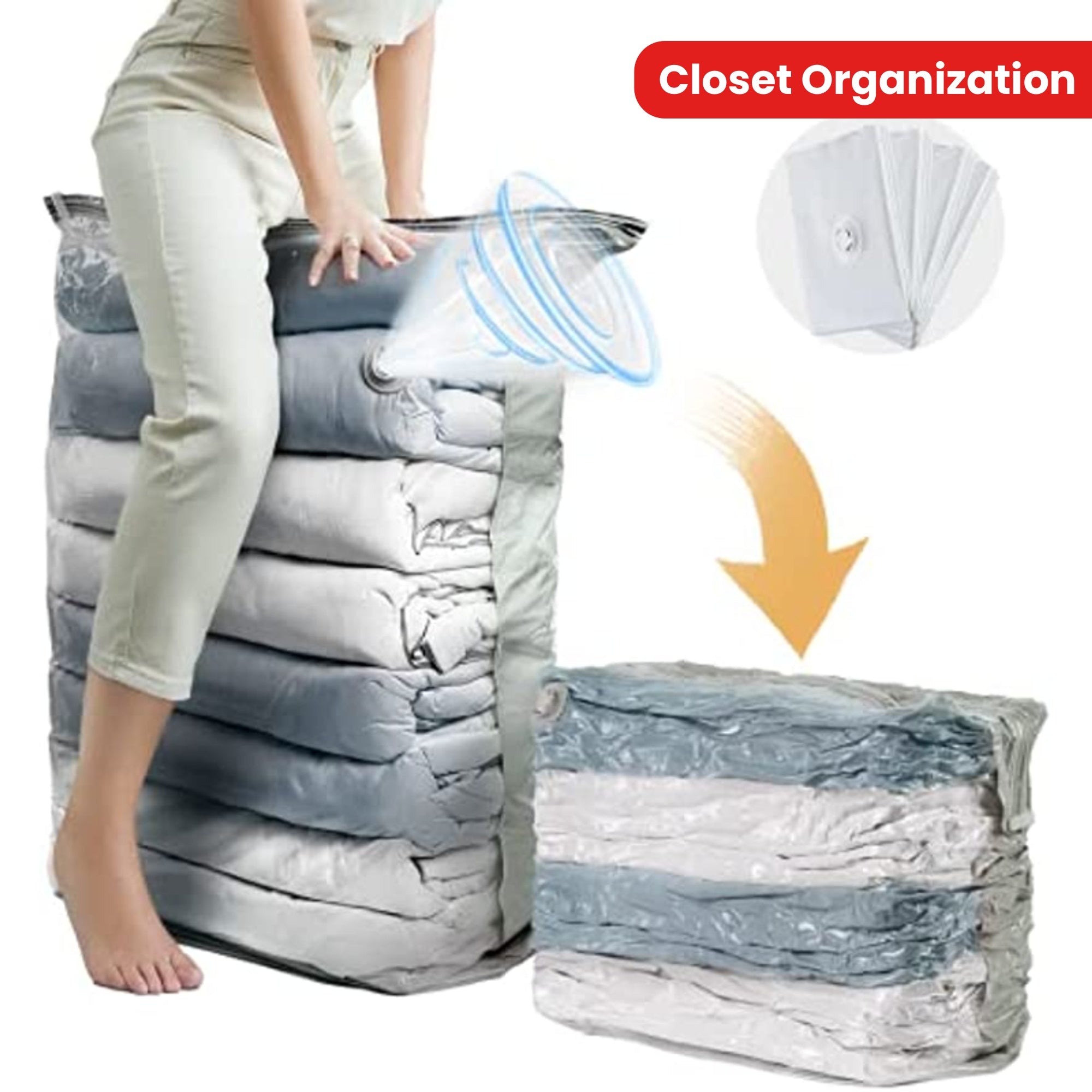 Set of 4 Oversized Vacuum Storage Bags, Measuring 31X40X15 Inches, That Can Help You Save Up to 80% of Closet Space, Perfect for Storing Comforters, Blankets, Clothing, Quilts, And Duvets.