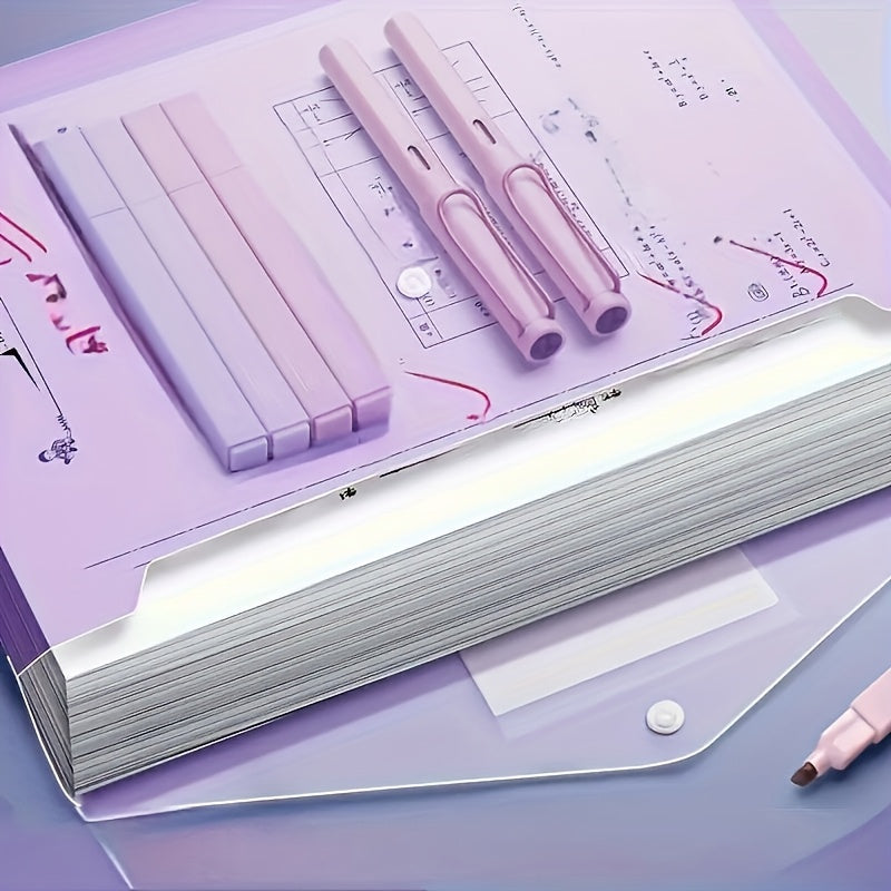 10pcs\u002F20pcs\u002F5pcs A4  File Folder with Buckle Closure, Transparent Thickened Document Storage Bag, Suitable for Students And Office Use, Office File Folder Fashion Document Storage