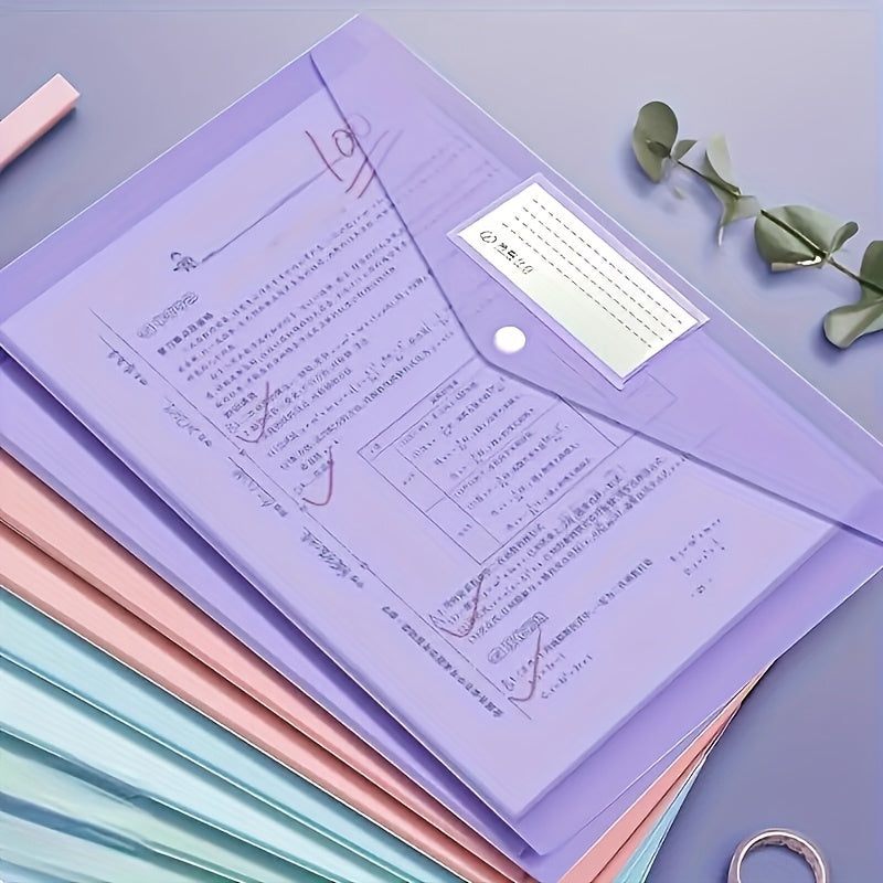 10pcs\u002F20pcs\u002F5pcs A4  File Folder with Buckle Closure, Transparent Thickened Document Storage Bag, Suitable for Students And Office Use, Office File Folder Fashion Document Storage