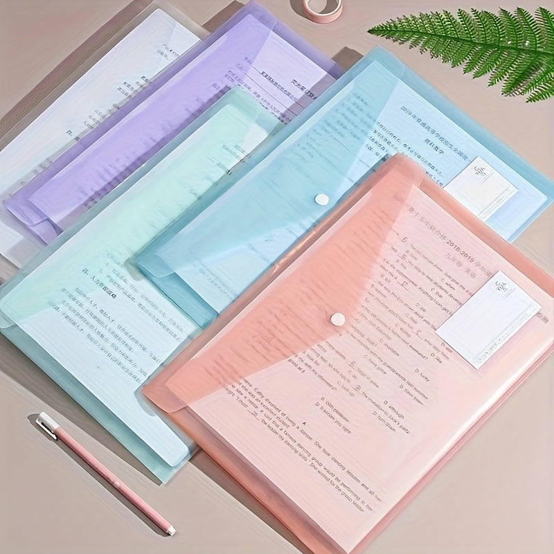 10pcs\u002F20pcs\u002F5pcs A4  File Folder with Buckle Closure, Transparent Thickened Document Storage Bag, Suitable for Students And Office Use, Office File Folder Fashion Document Storage