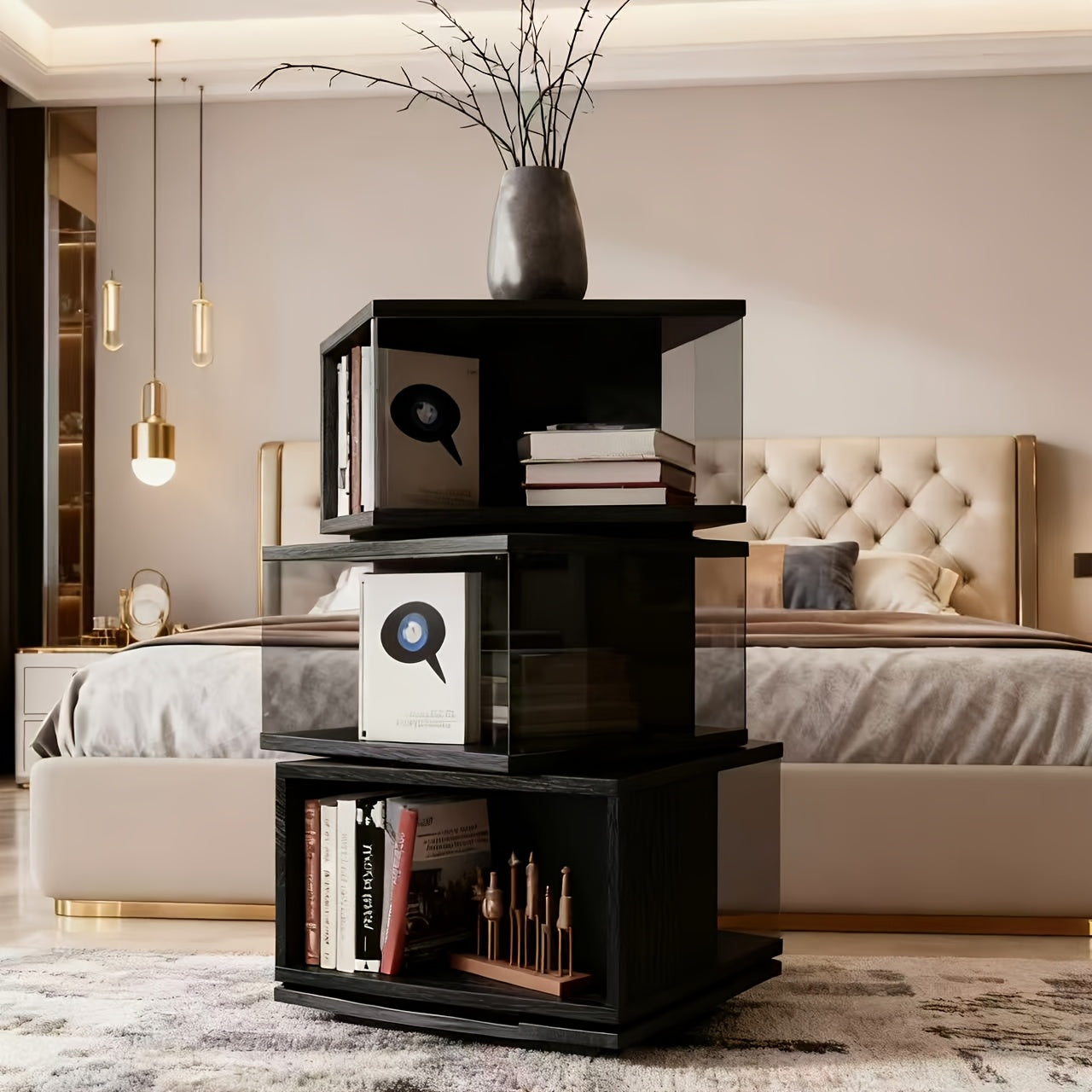 4-Tier Folding Ladder Shelf | Rustic Brown Solid Hardwood Multi-Purpose Storage Rack with 4 Display Shelves, Plant Stand, Bookshelf, and Planter Holder | Ideal for Home Office, Bedroom, Living Room, Balcony