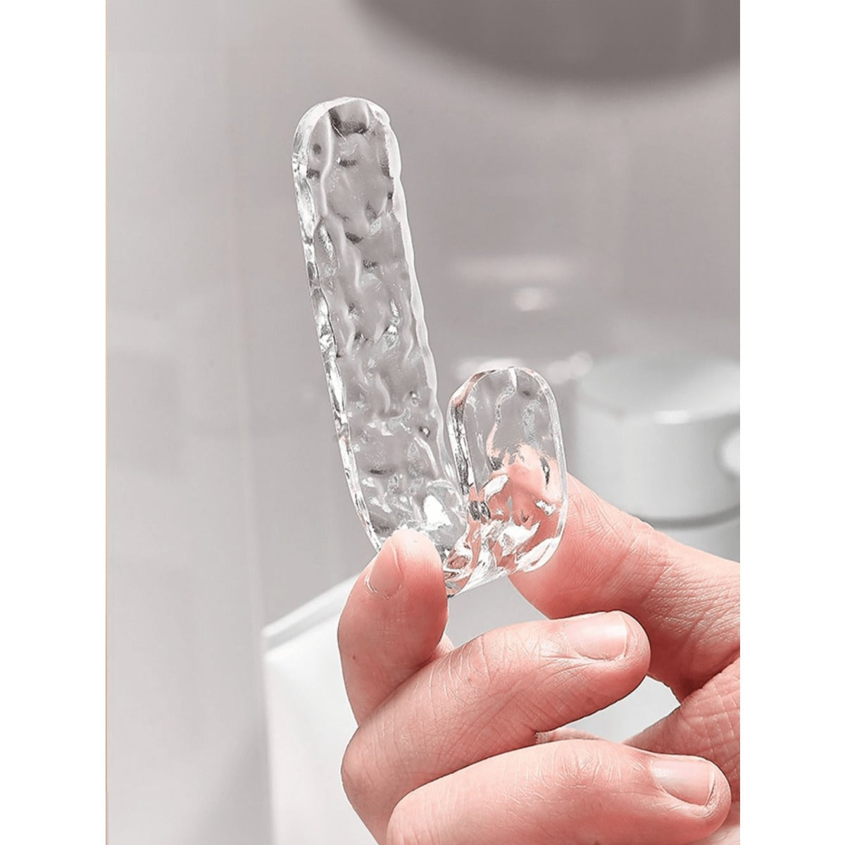 Four Contemporary Wave Design Adhesive Hooks - No Need for Drilling, Easy to Set Up, Plastic Hooks for Towels And Additions, Ideal for Bathrooms, Kitchens, And Hallways - Chic Wall-Mounted Storage Options, Bathroom Essentials | Sleek Hooks