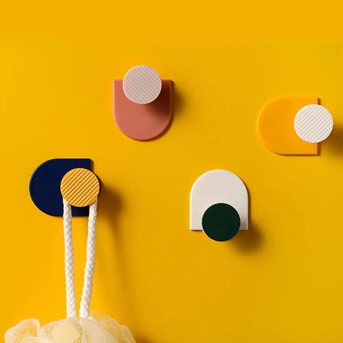 4pcs - Premium Adhesive Wall Hooks-Easy Install Space-Saving Towel\u002F Coat Hooks for Hanging Hats in Bathroom Kitchen or Bedroom