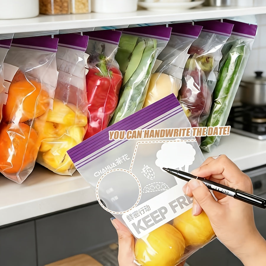 95pcs (S+M)\u002F160pcs (S+M+L+XL)\u002F35pcs (L)\u002F30pcs (XL) Thickened Reusable Clear Plastic Storage Bags with Double Sealing Strip - Meat, Fruits, Vegetables, Freezer & Pantry Storage, Kitchen Organizers, Uncoated Packaging